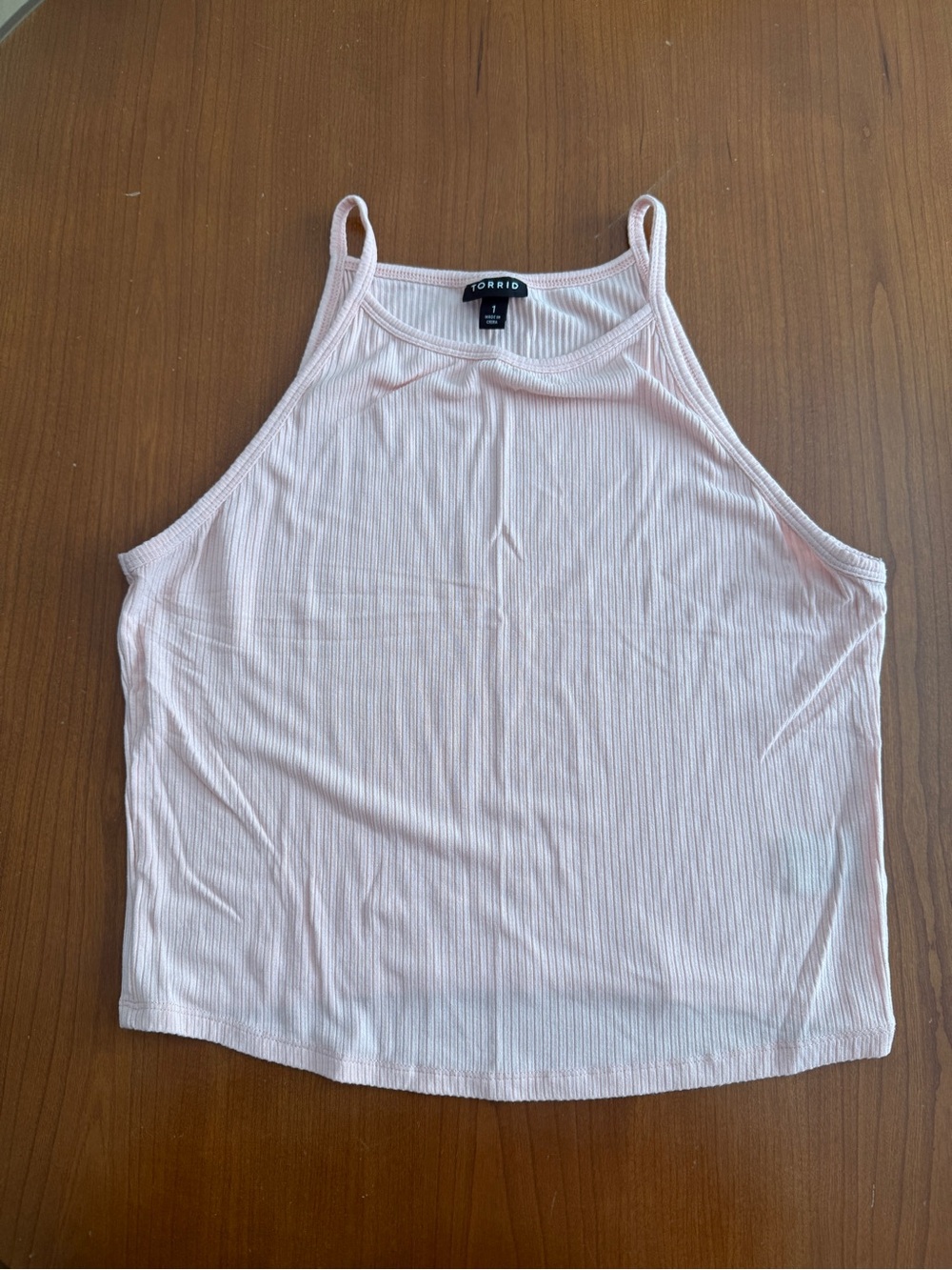 torrid Light Pink Ribbed High-Neck Crop Tank